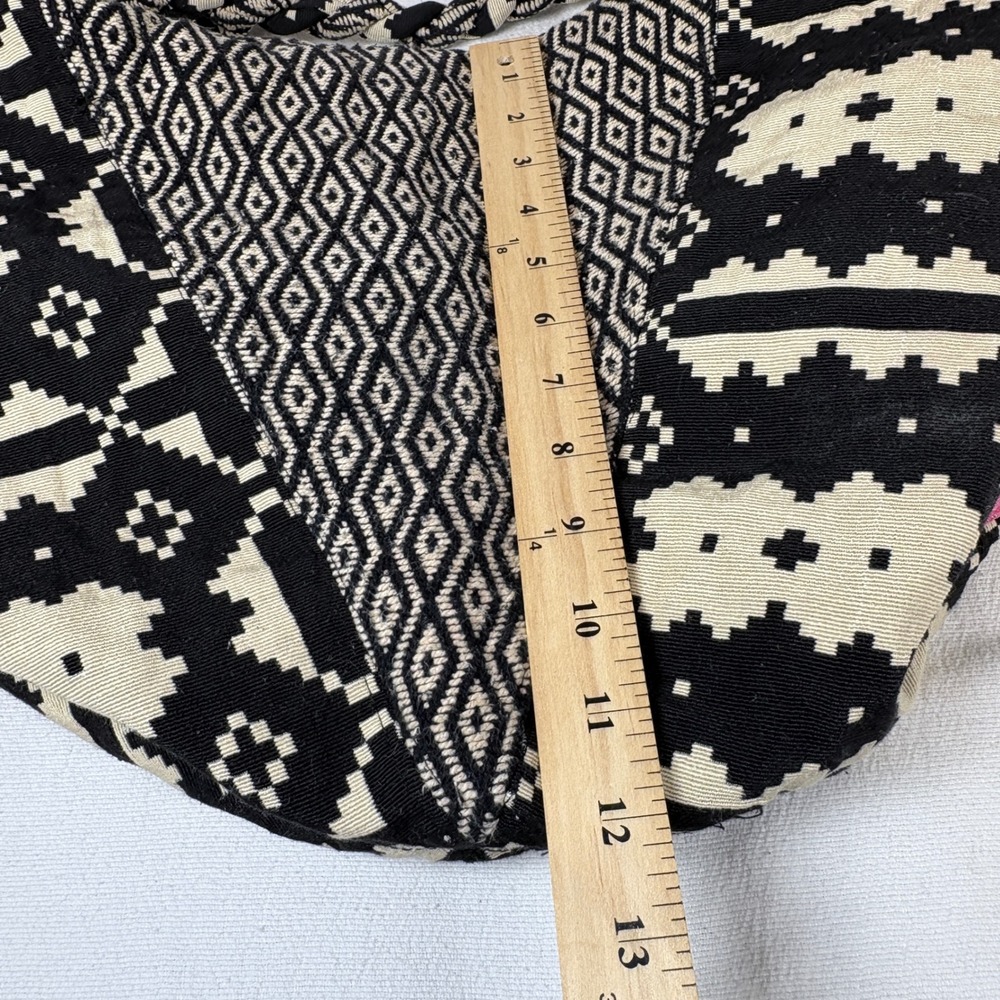 Stela 9 Shiva Boho Hobo Bag Geometric Black Ivory Braided Handle Shoulder Bag - Picture 15 of 16